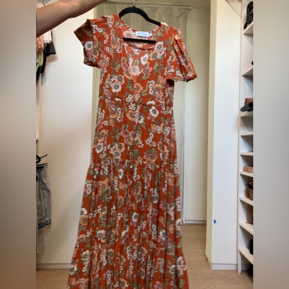 Petal And Pup Orange Floral Maxi dress